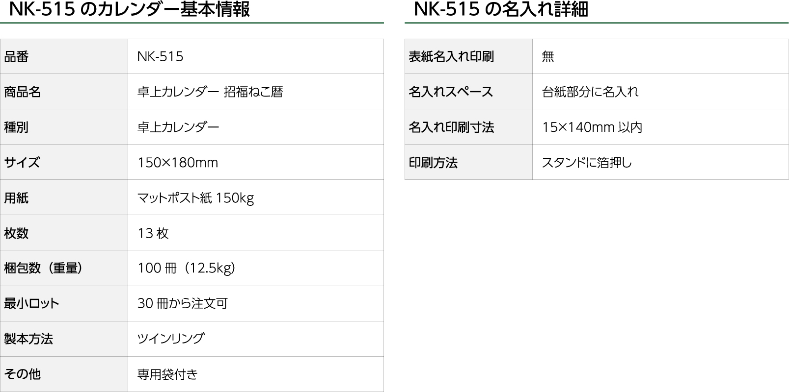 NK-515　卓上カレンダー 招福ねこ暦