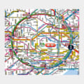 Detailed Tokyo subway map with many colored lines and station labels in Japanese, showing routes and transfer points around central Tokyo.
