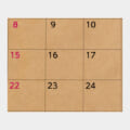 Three-by-three tan tile grid showing numbers 8–10 on the top row, 15–17 in the middle, and 22–24 on the bottom; the left column 8, 15, 22 is in pink.